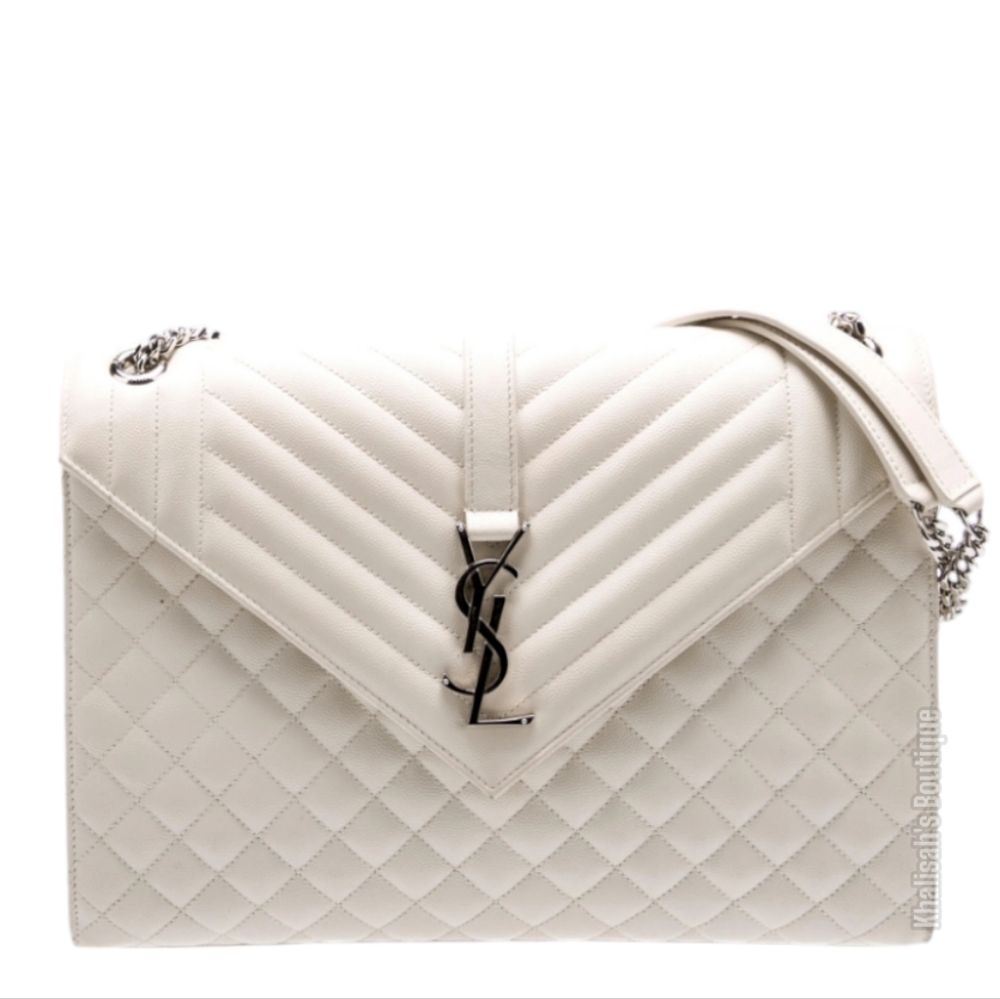 New!!! Rare!!! Ysl Saint Laurent Envelope Large In Mix Matelass Grain De Poudre